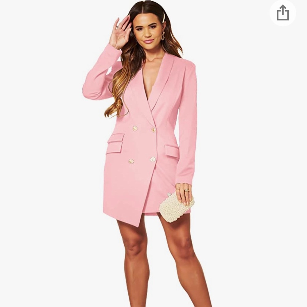 UNIQUE21 Women Luxe Stain Breasted Asymmetric Blazer Dress (sold on Amazon